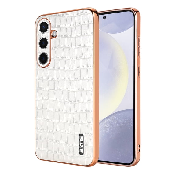 Allytechgroup Galaxy S22 Plus Phone Case, Stylish Crocodile Pattern Slim Fit Shockproof Anti-Scratch Bumper Lightweight Case Cover for Samsung Galaxy S22 Plus, White