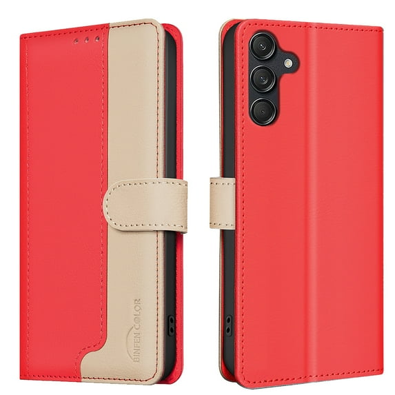 Allytechgroup Galaxy S22 Plus Wallet Case, Stitching Color PU Leather RFID Blocking Cards Holder Magnetic Closure Shockproof Book Cover Case for Samsung Galaxy S22 Plus, Red