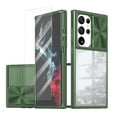 thumbnail image 1 of Allytechgroup Galaxy S22 Ultra Clear Case with Tempered Glass Screen Protector, Sliding Camera Lens Protector Anti-Yellow Shockproof Rugged Slim Fit Shell Cover for Samsung Galaxy S22 Ultra, Olive, 1 of 7
