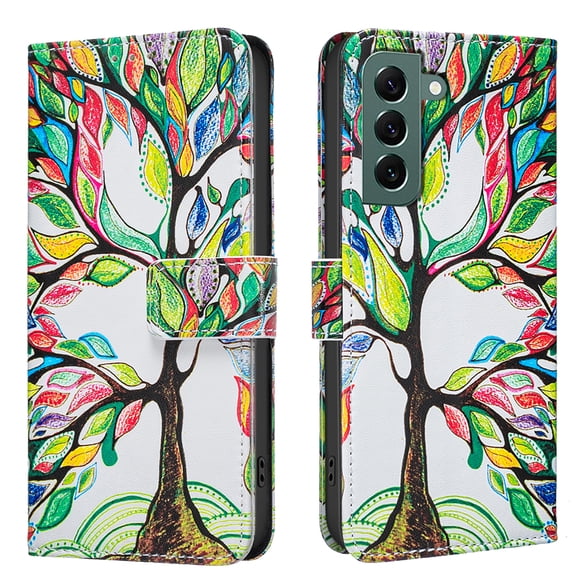 Allytechgroup Galaxy S23 Case Wallet Cover with Card Holder, Flip PU Leather Phone Case for Samsung Galaxy S23 with RFID Blocking, Kickstand & Magnetic Closure, Tree