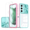 thumbnail image 1 of Allytechgroup Galaxy S23 Clear Case with Tempered Glass Screen Protector, Sliding Camera Lens Protector Anti-Yellow Shockproof Rugged Slim Fit Shell Cover for Samsung Galaxy S23, Skyblue, 1 of 7