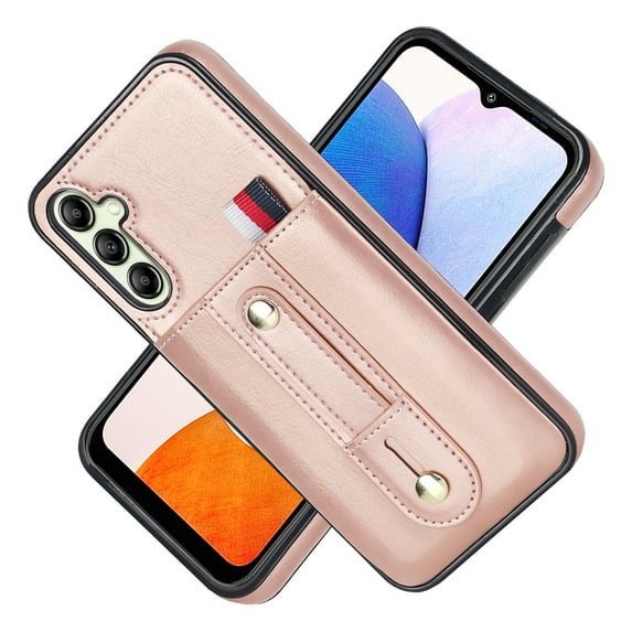 Allytechgroup Galaxy S23 FE 5G Case 6.4", FRID Blocking Hidden Cards Slots Kickstand Wristband Wallet Phone Case Cover for Samsung Galaxy S23 FE, Rosegold