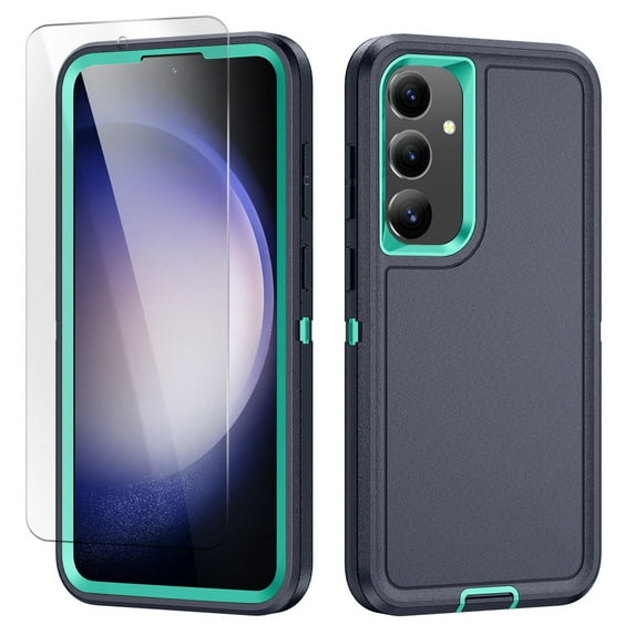 Allytechgroup Galaxy S23 FE 5G Case with Screen Protector, HD Clear Tempered Glass Screen Protector, Military Grade Shockproof Anti-Scratch Phone Case Cover for Samsung Galaxy S23 FE, Green
