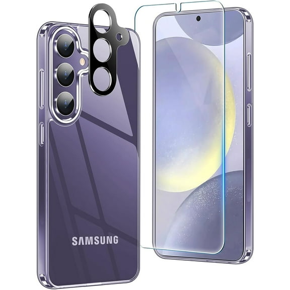 Allytechgroup Galaxy S23 FE Clear Case with Screen Protector + Camera Lens Protector, Military Grade Drop Protection Shockproof Slim Phone Case for Samsung Galaxy S23 FE, Clear
