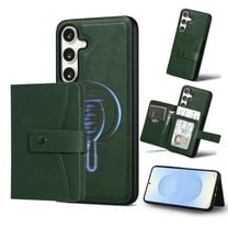 Allytechgroup Galaxy S23 Plus Case, Premium PU Leather 2 In 1 Wallet Phone Case for Samsung Galaxy S23 Plus with Card Holder Shockproof TPU Magnetic Cover Compatible with MagSafe & Car Mount,Green