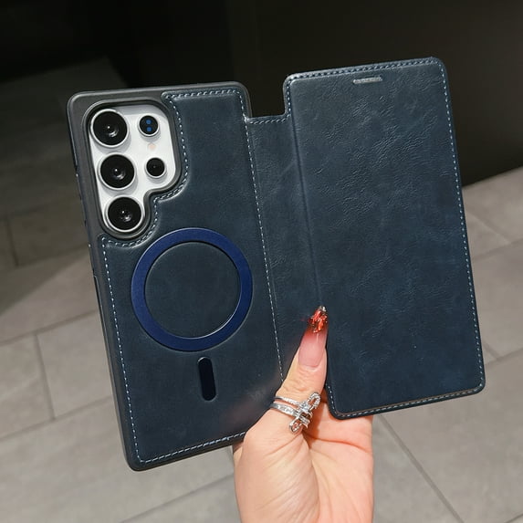 Allytechgroup for Galaxy S23 Plus Wallet Case Compatible with MagSafe, PU Leather Folio Card Holder RFID Blocking Shockproof Flip Cover Hidden Closure Phone Case for Samsung Galaxy S23 Plus, Blue