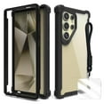 thumbnail image 1 of Allytechgroup Galaxy S23 Ultra Clear Case, with Hand Strap Not-Yellowing Anti-Scratch Rugged Shockproof Corner Protective Bumper Phone Case Cover for Samsung Galaxy S23 Ultra, Black, 1 of 5