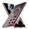 thumbnail image 1 of Allytechgroup Galaxy S23 Ultra Clear Case with Screen Protector, Not-Yellowing Anti-Scratch Magsafe Compatible Wireless Charging Shockproof Bumper Magnetic Case for Samsung Galaxy S23 Ultra, Pink, 1 of 7