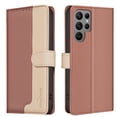 thumbnail image 1 of Allytechgroup Galaxy S23 Ultra Wallet Case, Stitching Color PU Leather RFID Blocking Cards Holder Magnetic Closure Shockproof Book Cover Case for Samsung Galaxy S23 Ultra, Brown, 1 of 10