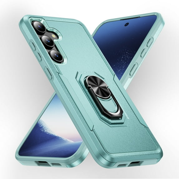 Allytechgroup Galaxy S24 Case with Ring Holder Stad, Military Grade Shockproof Compatible with Car Mount Rugged Bumper Phone Case for Samsung Galaxy S24, Green