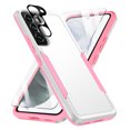thumbnail image 1 of Allytechgroup Galaxy S24 Case with Screen Protector + Camera Lens Protector, HD Clear Tempered Glass Protector Military Grade Shockproof Dual Layers Hard Shell Case for Samsung Galaxy S24, White+Pink, 1 of 7