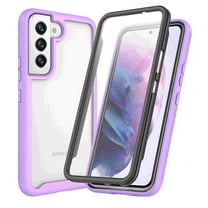 Allytechgroup Galaxy S24 FE Case with Screen Protector, Clear Rugged Hybrid Anti-Yellow Shockproof Full Body Protective Slim Fit Phone Case for Samsung Galaxy S24 FE - Purple