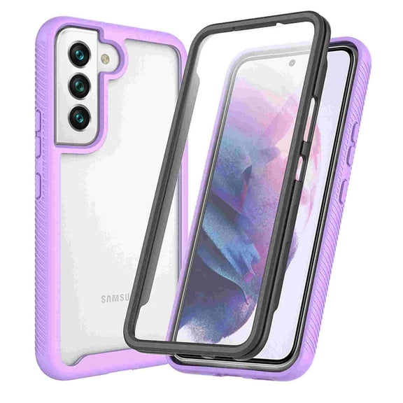 Allytechgroup Galaxy S24 FE Case with Screen Protector, Clear Rugged Hybrid Anti-Yellow Shockproof Full Body Protective Slim Fit Phone Case for Samsung Galaxy S24 FE - Purple