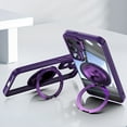 thumbnail image 1 of Allytechgroup Galaxy S24 FE Clear Case with Tempered Glass Lens Protector, Military Grade Shockproof Kickstand Anti-Yellow Anti-Scratch Bumper Phone Case Cover for Samsung Galaxy S24 FE, Darkpurple, 1 of 9