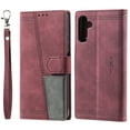 thumbnail image 1 of Allytechgroup Galaxy S24 FE Wallet Case with Hand Wrist, Premium PU Leather Flip Stand Cards Slots Bumper Shockproof Retro Phone Case Cover for Samsung Galaxy S24 FE, Winered, 1 of 7
