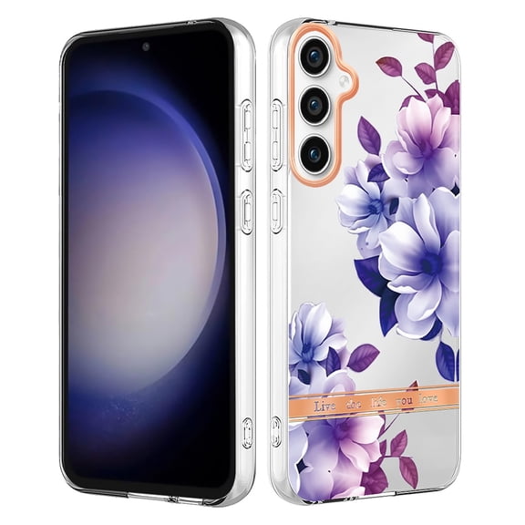 Allytechgroup Galaxy S24 Plus Case, 2024 Trendy Floral Series TPU Slim Back Cover Shell Shockproof Anti-Scratch Phone Case for Samsung Galaxy S24 Plus, Lilac