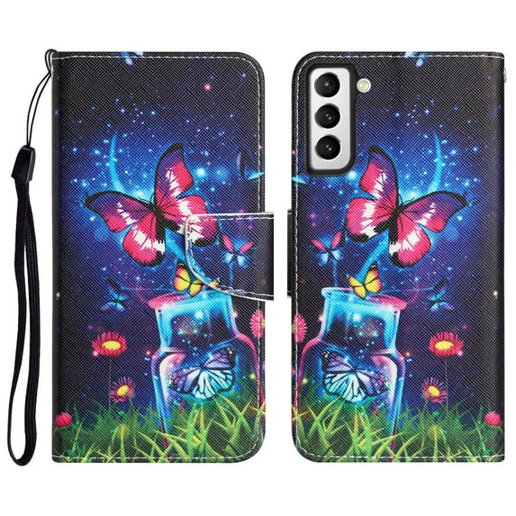 Allytechgroup Galaxy S24 Plus Case Wallet, Vivid Patter PU Leather Cards Slots Flip Stand Protective Bumper Slim Fit Hand Strap Wallet Cover Case for Samsung Galaxy S24 Plus, Butterfly