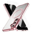 thumbnail image 1 of Allytechgroup Galaxy S24 Plus Clear Case with Screen Protector, Not-Yellowing Anti-Scratch Magsafe Compatible Wireless Charging Shockproof Bumper Magnetic Case for Samsung Galaxy S24 Plus, Pink, 1 of 7