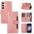 thumbnail image 1 of Allytechgroup Galaxy S24 Plus Wallet Case with 9 Cards Holder 2 Cash Pocket, Premium PU Leather Retro Flip Stand Magnetic Closure Hand Wrist Phone Case for Samsung Galaxy S24 Plus, Rosegold, 1 of 7