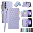 thumbnail image 1 of Allytechgroup Galaxy S24 Plus Wallet Case with Cards Holder Zipper Pocket, RFID Blocking Hand Wrist Shoulder Strap Stylish Girls Women Phone Case for Samsung Galaxy S24 Plus, Lightpurple, 1 of 9
