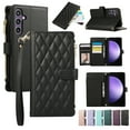 thumbnail image 1 of Allytechgroup Galaxy S24 Plus Wallet Case with Cards Holder Zipper Pocket, RFID Blocking Hand Wrist Shoulder Strap Stylish Girls Women Phone Case for Samsung Galaxy S24 Plus, Black, 1 of 9