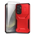 thumbnail image 1 of Allytechgroup Galaxy S24 Rugged Case with Screen Protector, Sliding Camera Lens Protector Bumper Shockproof Anti-Scratch Slim Phone Case Cover for Samsung Galaxy S24, Red, 1 of 6