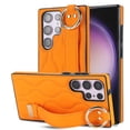 thumbnail image 1 of Allytechgroup Galaxy S24 Ultra Case with Keychain, Luxury Girly PU Leather Back Cover Bracket Stand Shockproof Bumper Drop Proof Phone Case Cover for Samsung Galaxy S24 Ultra, Orange, 1 of 8