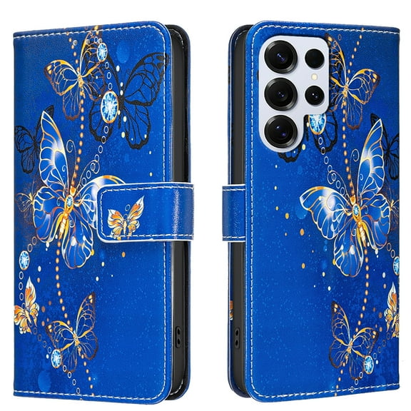 Allytechgroup Galaxy S24 Ultra Case Wallet Cover with Card Holder, Flip PU Leather Phone Case for Samsung Galaxy S24 Ultra with RFID Blocking, Kickstand & Magnetic Closure, Purple Butterfly