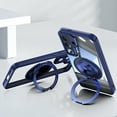 thumbnail image 1 of Allytechgroup Galaxy S25 Clear Case with Tempered Glass Lens Protector, Military Grade Shockproof Kickstand Anti-Yellow Anti-Scratch Bumper Phone Case Cover for Samsung Galaxy S25, Blue, 1 of 9