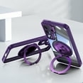 thumbnail image 1 of Allytechgroup Galaxy S25 Clear Case with Tempered Glass Lens Protector, Military Grade Shockproof Kickstand Anti-Yellow Anti-Scratch Bumper Phone Case Cover for Samsung Galaxy S25, Darkpurple, 1 of 9