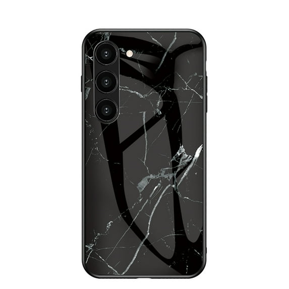 Allytechgroup Galaxy S25 Edge Case Marble, Tempered Glass Back Cover Slim Fit Shockproof Anti-Scratch Lightweight Shockproof Phone Case for Samsung Galaxy S25 Edge - Black