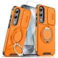 thumbnail image 1 of Allytechgroup Galaxy S25 Edge Case with Screen Protector, Heavy Duty Shockproof Phone Case for Samsung Galaxy S25 Edge with Ring Bracket, Rotating Kickstand, Sliding Camera Cover for S25 Edge,Orange, 1 of 9