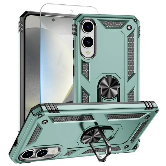 Allytechgroup Galaxy S25 Edge Case with Screen Protector, Magnetic Back Cover Compatible with Car Mount Kickstand Military Grade Shockproof Protection Phone Case for Samsung Galaxy S25 Edge, Darkgreen