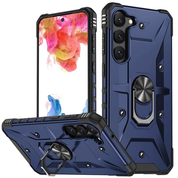 Allytechgroup Galaxy S25+ Rugged Case, Hybrid Ring Holder Stand Shockproof Compatible with Car Mount Anti-Scratch Anti-Slip Lightweight Phone Case for Samsung Galaxy S25+ Plus, Darkblue