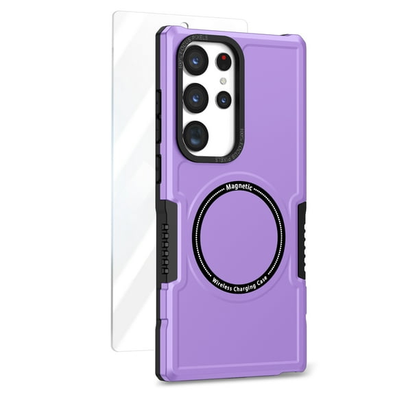 Allytechgroup Galaxy S25 Ultra 6.9" Case with Screen Protector, Slim Fit Shock Resistant Magnetic Cover Compatible with Magsafe Bumper Rugged Phone Case for Samsung Galaxy S25 Ultra, Purple