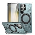 thumbnail image 1 of Allytechgroup Shockproof Kickstand Rugged Bumper Full Body Protection Cell Phone Case with Screen Protector for Samsung Galaxy S25 Ultra, Green, 1 of 8