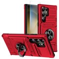 thumbnail image 1 of Allytechgroup Galaxy S25 Ultra Case with Screen Protector, Military Grade Shockproof [2 Cards Slot] Ring Holder Kickstand Compatible with Car Mount Bumper Phone Case for Samsung Galaxy S25 Ultra, Red, 1 of 7