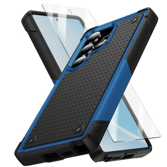Allytechgroup Galaxy S25 Ultra Case with Screen Protector, Military Grade Shockproof Anti-Scratch Bumper Rugged TPU PC Hard Shell Corner Protective Phone Case for Samsung Galaxy S25 Ultra, Navyblue