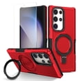 thumbnail image 1 of Allytechgroup Galaxy S25 Ultra Case with Screen Protector, Military Grade Shockproof Ring Holder Kickstand Anti-Scratch Hybrid Rugged Bumper Phone Case Cover for Samsung Galaxy S25 Ultra 6.9", Red, 1 of 9