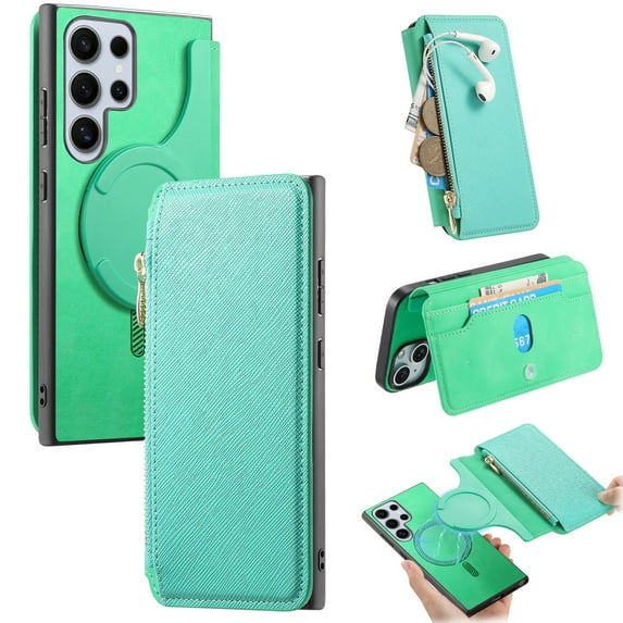Allytechgroup Galaxy S25 Ultra Case Wallet, 2-in-1 Detachable Magnetic Back Cover Compatible with MagSafe Secure and Stylish Protection RFID Blocking Phone Case for Samsung Galaxy S25 Ultra, Green