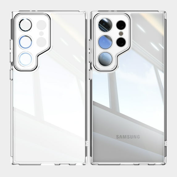 Allytechgroup Galaxy S25 Ultra Clear Back Cover Case with Lens Protector, Anti-Yellow Shockproof Bumper AntI-Scratch Drop Proof Full Body Protective Phone Case for Samsung Galaxy S25 Ultra, White