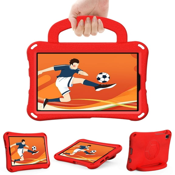 Allytechgroup Galaxy Tab A7 Lite 8.7" 2021 Case SM-T220 T225 T227, Cute Football Design Shockproof Bumper Handle Stand Kids Friendly Lightweight Case Cover for Samsung Galaxy Tab A7 Lite 8.7",Red