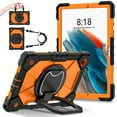 thumbnail image 1 of Allytechgroup Galaxy Tab A8 10.5" Case 2022 Model SM-X200 X205 X207, Hybrid Rugged Shockproof Kickstand S Pen Holder Shoulder Strap Bumper Anti-Scratch Tablet Case for Samsung Galaxy Tab A8, Orange, 1 of 9