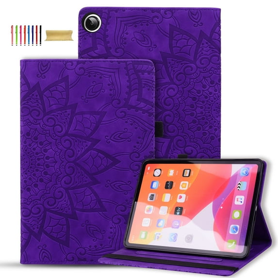 Allytechgroup Galaxy Tab A9 Case Cover, Multi-Angle Viewing Stand Shockproof Protection Mandala Pattern Embossed Stylish Premium Flip Case for Samsung Galaxy Tab A9 8.7" SM-X110, Purple