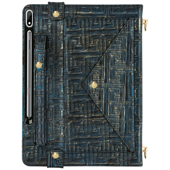 Allytechgroup for Galaxy Tab S10 Ultra Case,Galaxy Tab S9 Ultra 2023/S8 Ultra 2022 Case,PU Leather Folio Business Stand Smart Cover Pen Holder Hand Strap Protective Wallet Bag Case, Blue