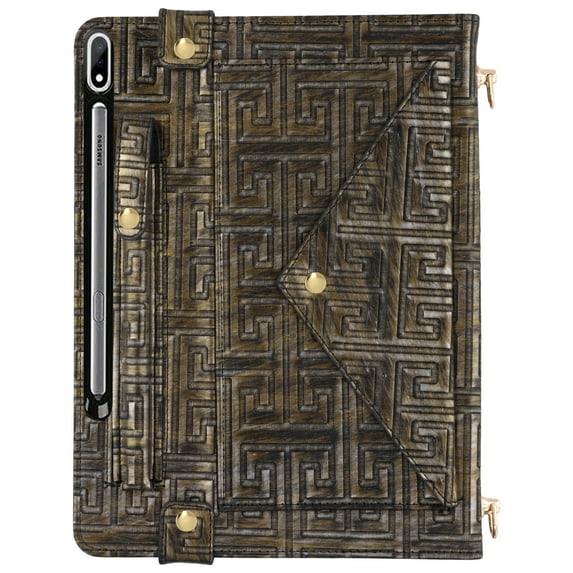 Allytechgroup for Galaxy Tab S10 Ultra Case,Galaxy Tab S9 Ultra 2023/S8 Ultra 2022 Case,PU Leather Folio Business Stand Smart Cover Pen Holder Hand Strap Protective Wallet Bag Case, Silvergold