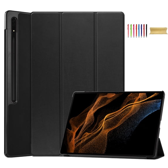 Allytechgroup Galaxy Tab S10 Ultra Case SM-X920, Ultra Slim Fit Shell Kickstand Auto Sleep Wake Smart Cover Shockproof Protective Back Cover Case for Samsung Galaxy Tab S10 Ultra 14.6",Black
