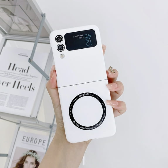 Allytechgroup Galaxy Z Flip 3 Case Magnetic, Compatible with Magsafe Slim Fit Shockproof Anti-Scratch Wireless Charging Support Bumper Phone Case for Samsung Galaxy Z Flip3, White
