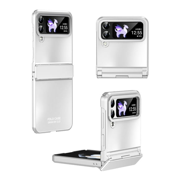 Allytechgroup Galaxy Z Flip 3 Case, Stylish Plating Slim Fit Cover Hinge Protection Shockproof Anti-Scratch Bumper Rugged Phone Case for Samsung Galaxy Z Flip 3 5G, Silver
