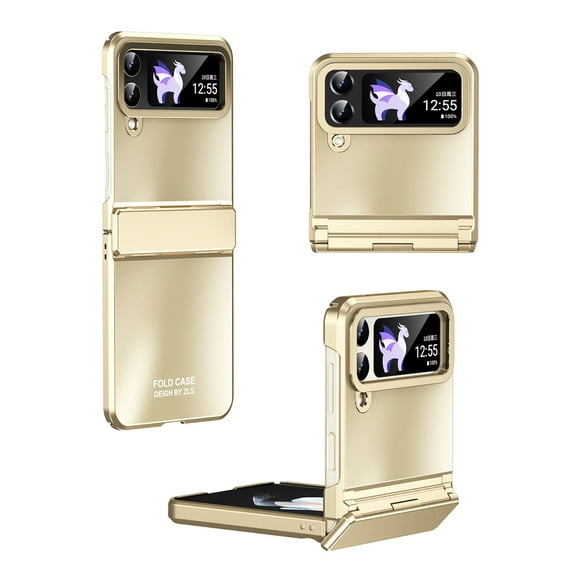 Allytechgroup Galaxy Z Flip 3 Case, Stylish Plating Slim Fit Cover Hinge Protection Shockproof Anti-Scratch Bumper Rugged Phone Case for Samsung Galaxy Z Flip 3 5G, Gold